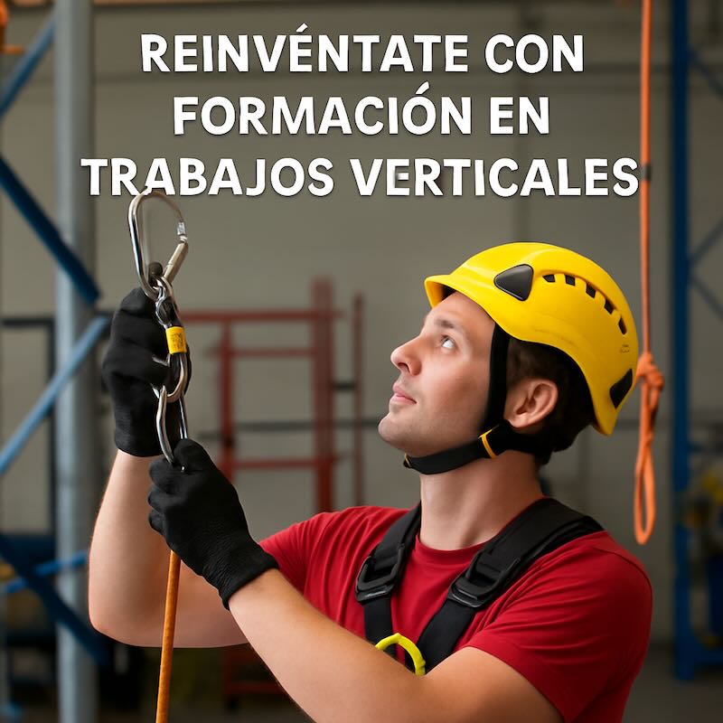 Alumno realizando prácticas de formación en trabajos verticales en Servertik